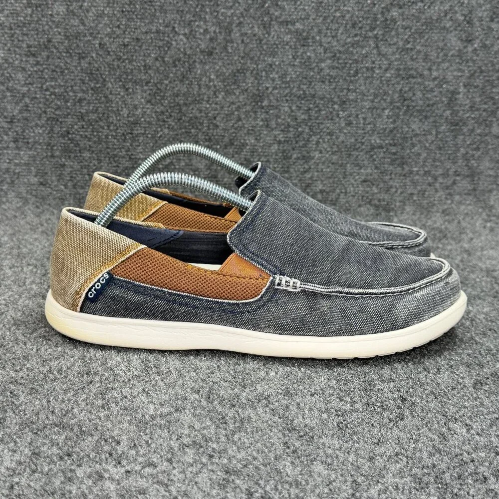 Crocs Santa Cruz 2 Lux Loafers Men's Size 10 Blue Canvas Slip On Casual‎ Shoes